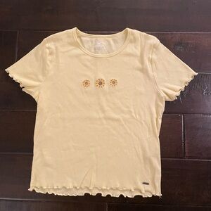 Hollister Yellow Sunflower Ribbed Baby Tee